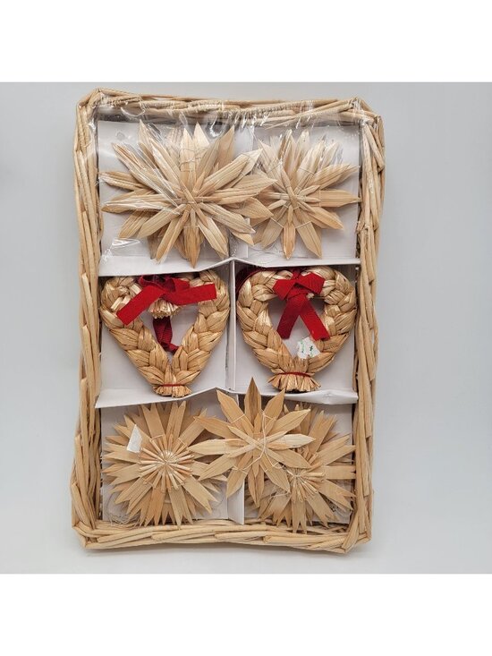IKEA Other - Ikea KOTTE 14 Straw Ornaments Set In Wicker Basket - NEW